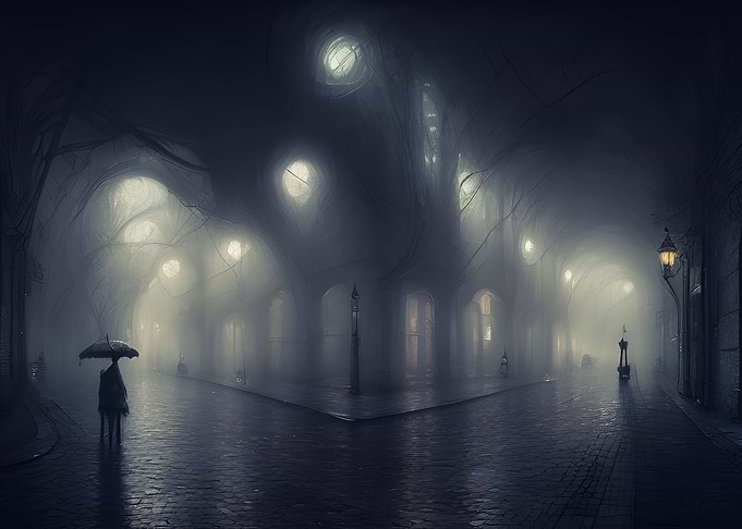 Magical rainy alley