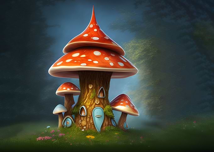 Whimsical mushroom house