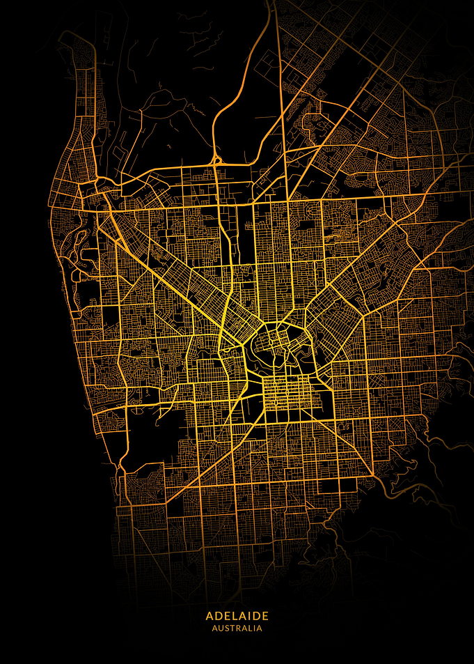 Adelaide City Map Gold