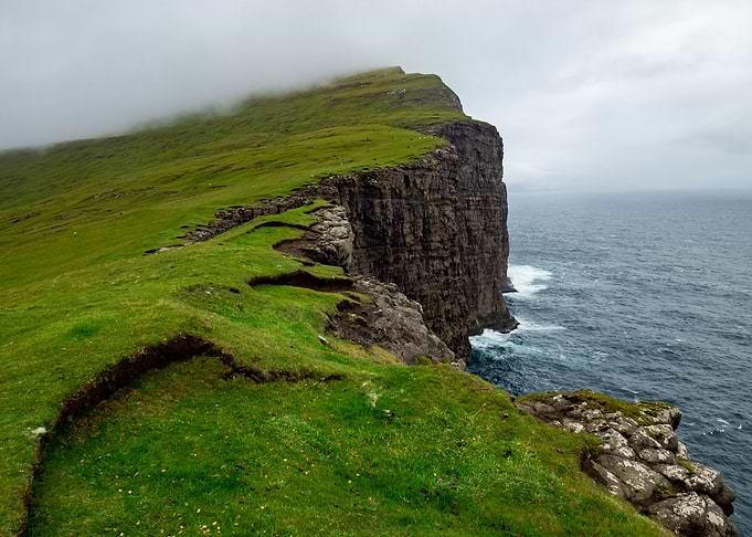 Faroe Islands green cliffs