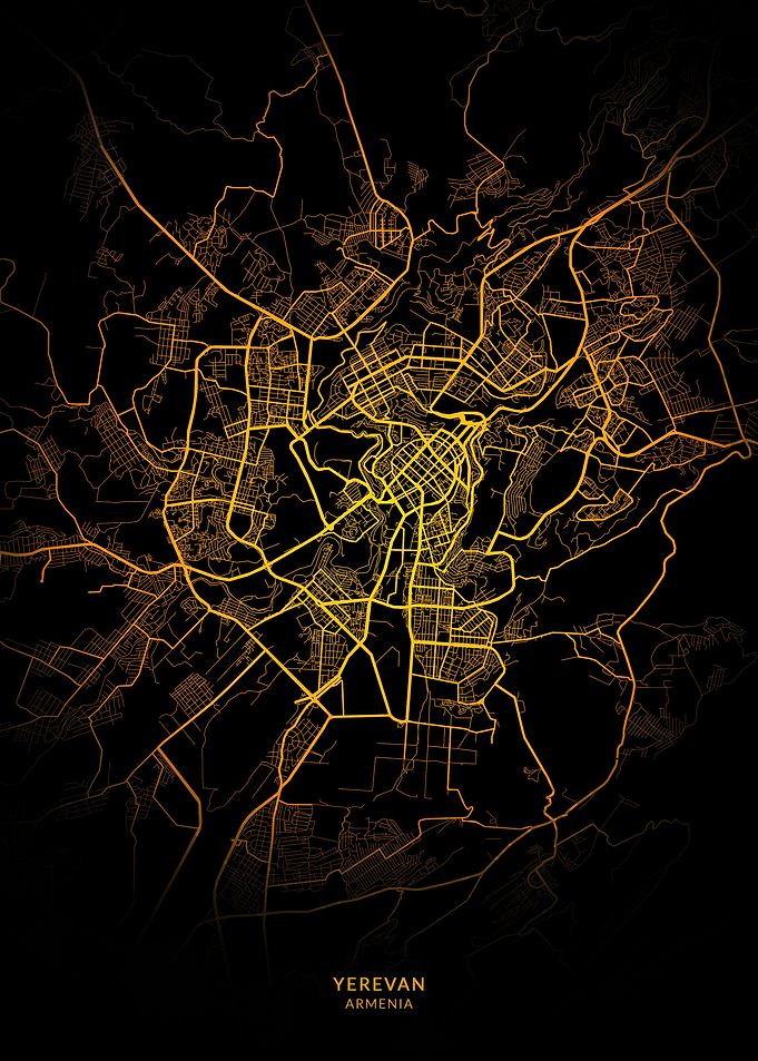 Yerevan City Map Gold
