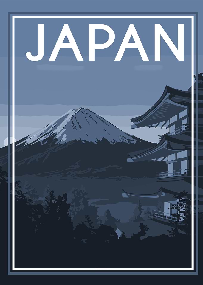 japan travel art mount