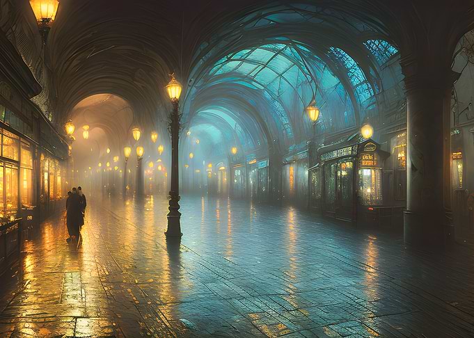 Magical dark street