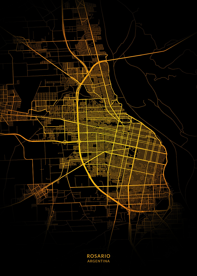 Rosario City Map Gold
