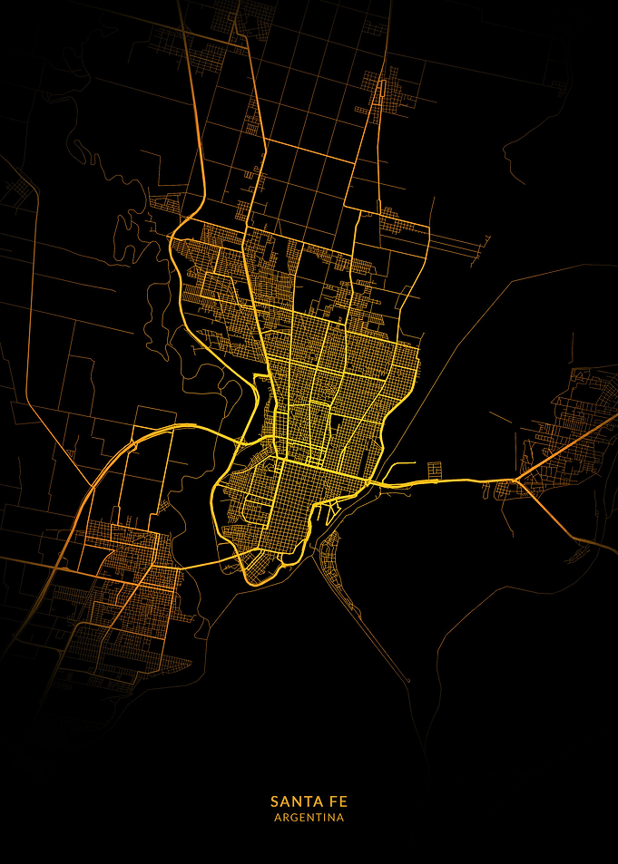 Santa Fe City Map Gold