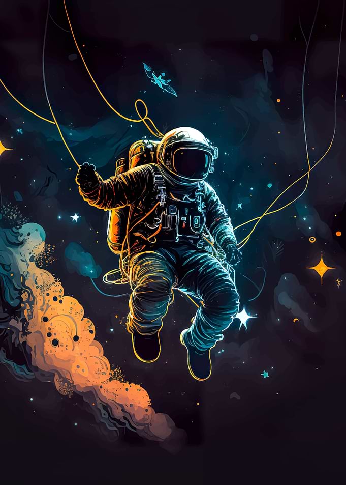 Astronaut exploring space