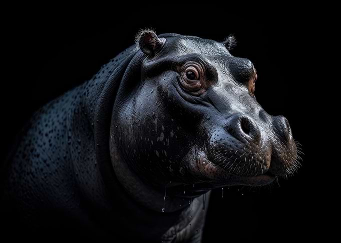 Hippo Portrait Dark BG