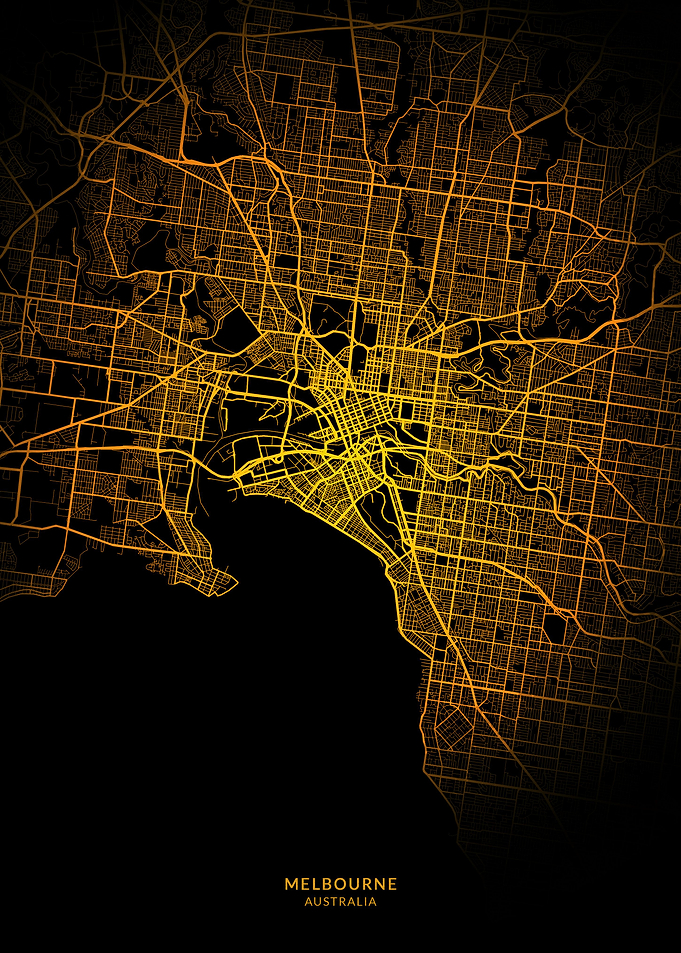 Melbourne City Map Gold