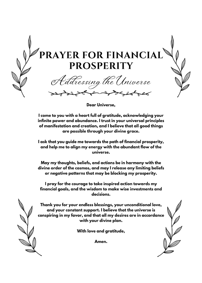 Prayer for Money Universe