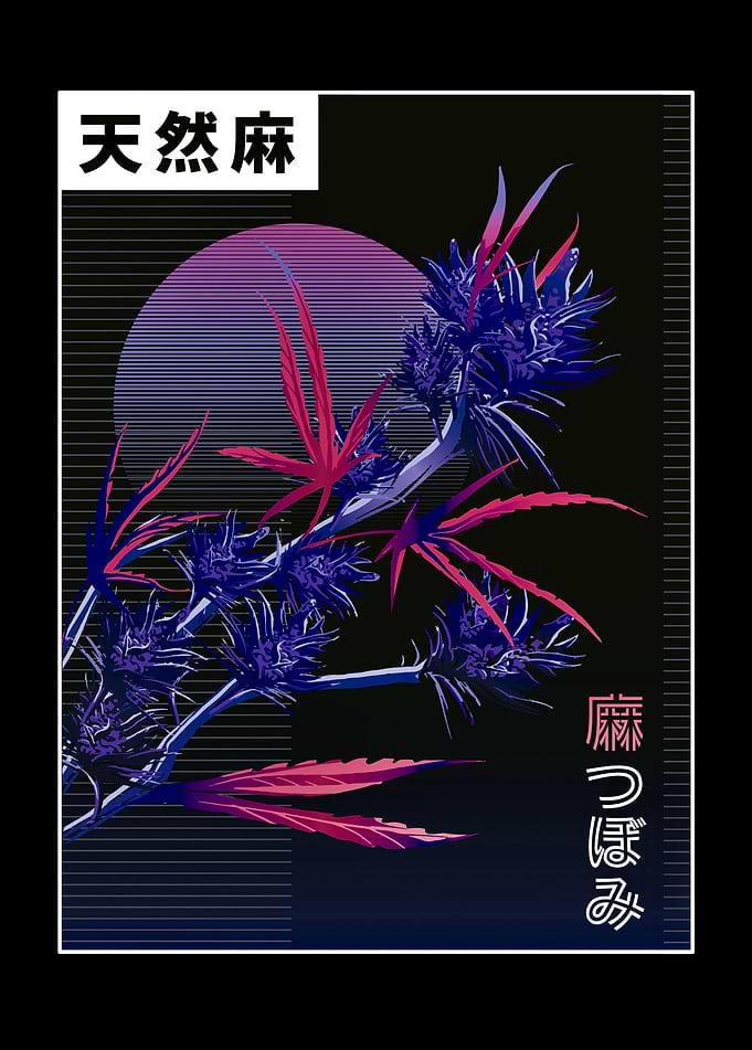 Cannabis plant vaporwave
