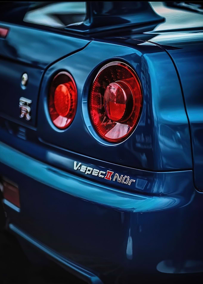 Blue Nissan Skyine GTR