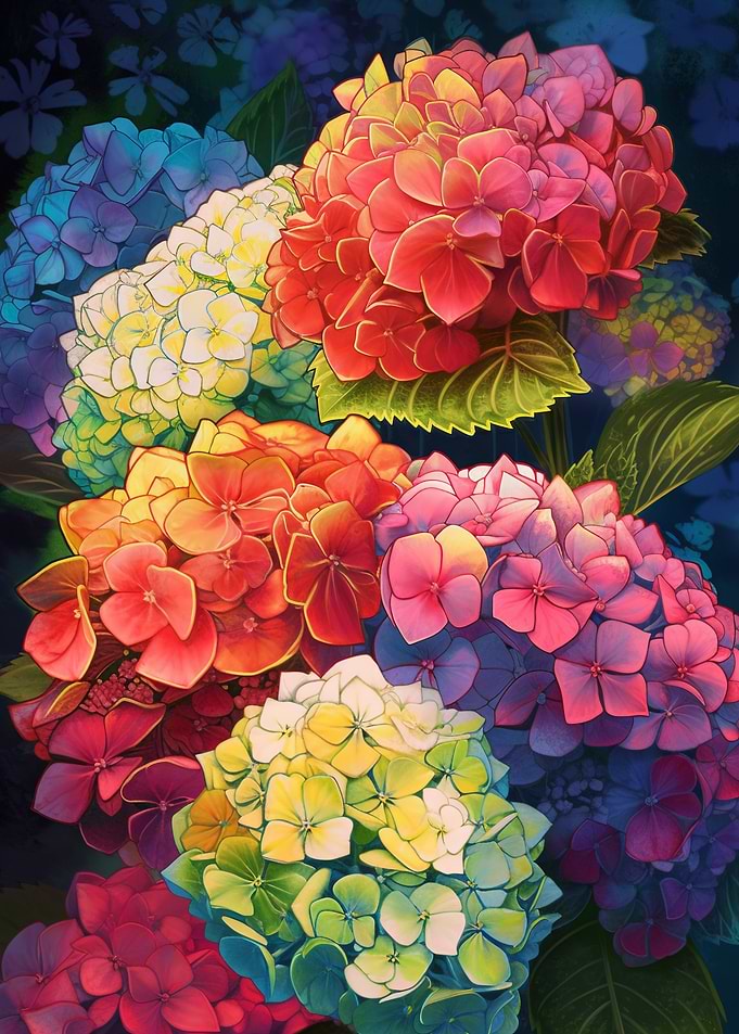 Rainbow Hydrangeas