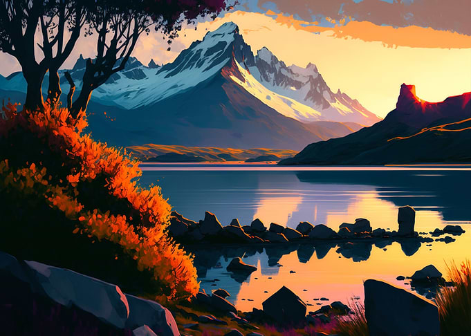 Alps at Lake Nature