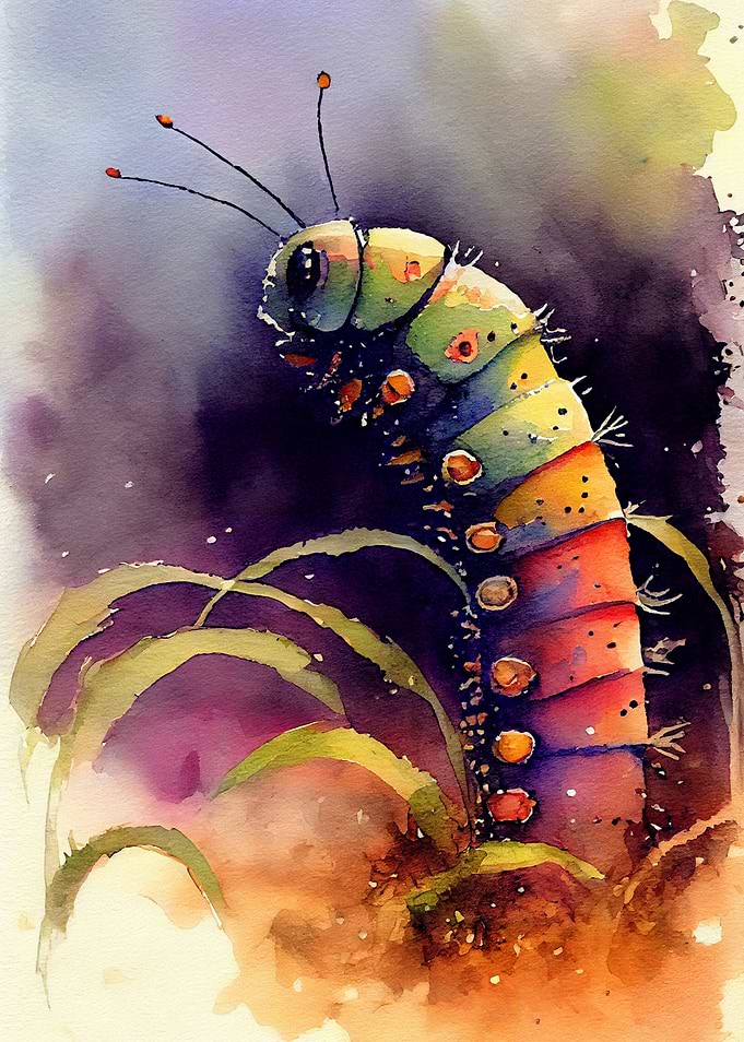Caterpillar watercolor art