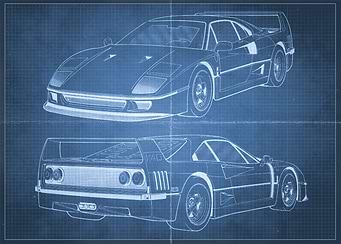 Ferrari F40 Blue Print