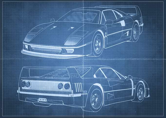 Ferrari F40 Blue Print
