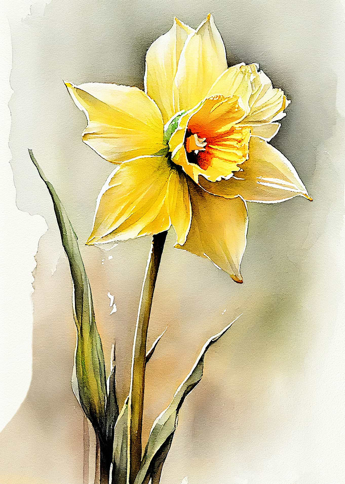 Daffodil watercolor art
