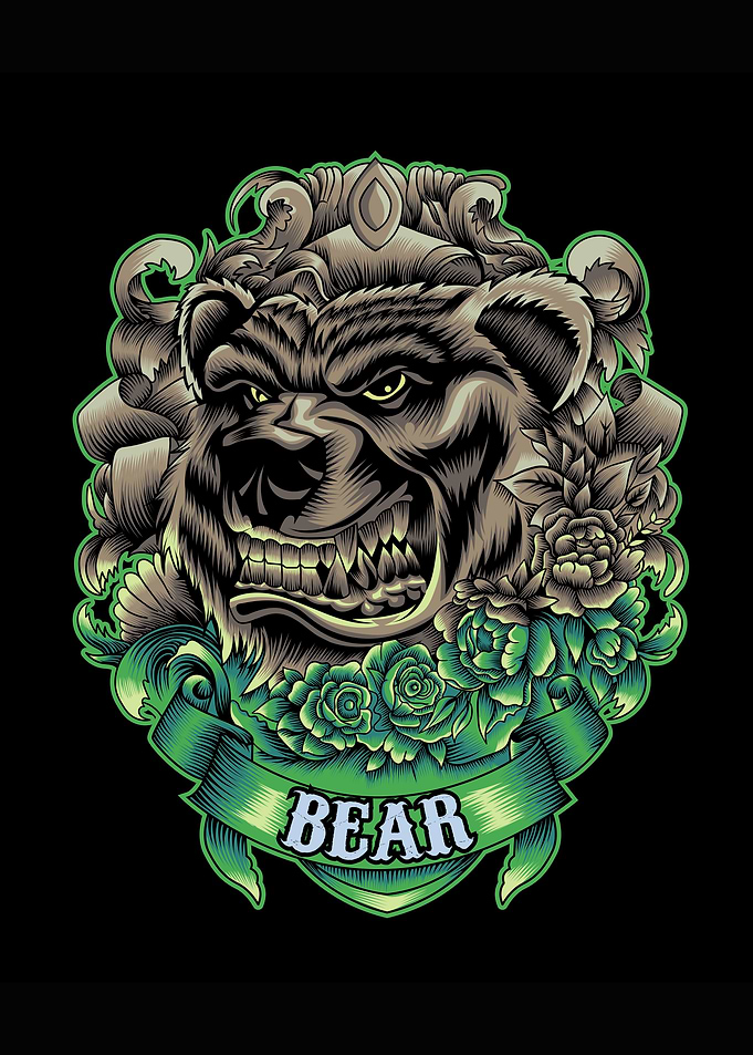 Angry bear with ornament