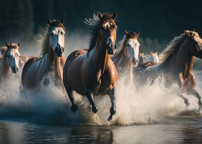 Horse runs through
