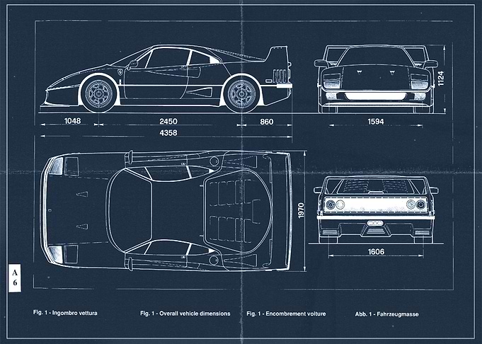 Ferrari F40 Dimensions