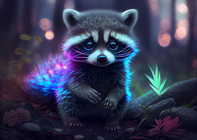 Colorful baby raccoon