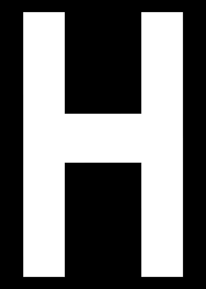 Letter H in white