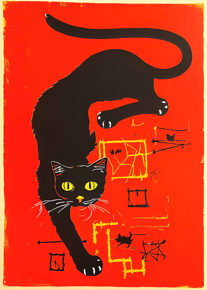 Retro Cat Painting