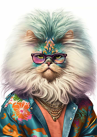 Persian Cat 80s Pop Icon