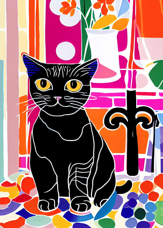 Eclectic Black Cat Poster