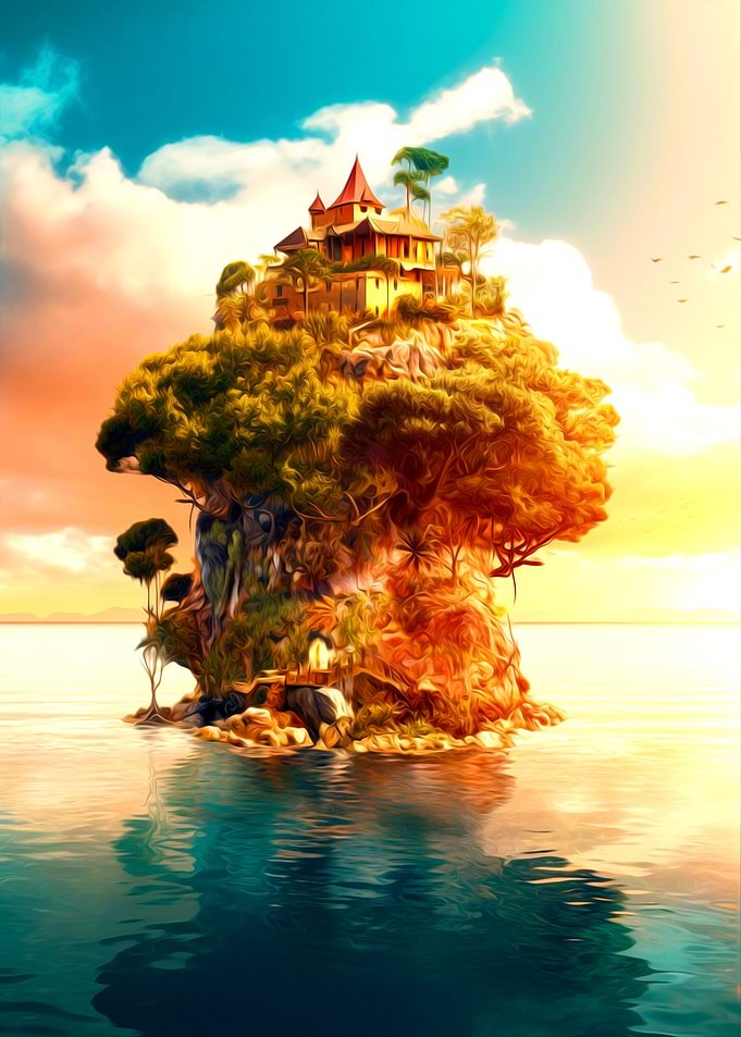 Castle on ocean