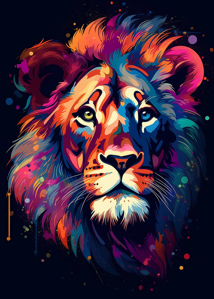 Colorful Lion Portrait 11