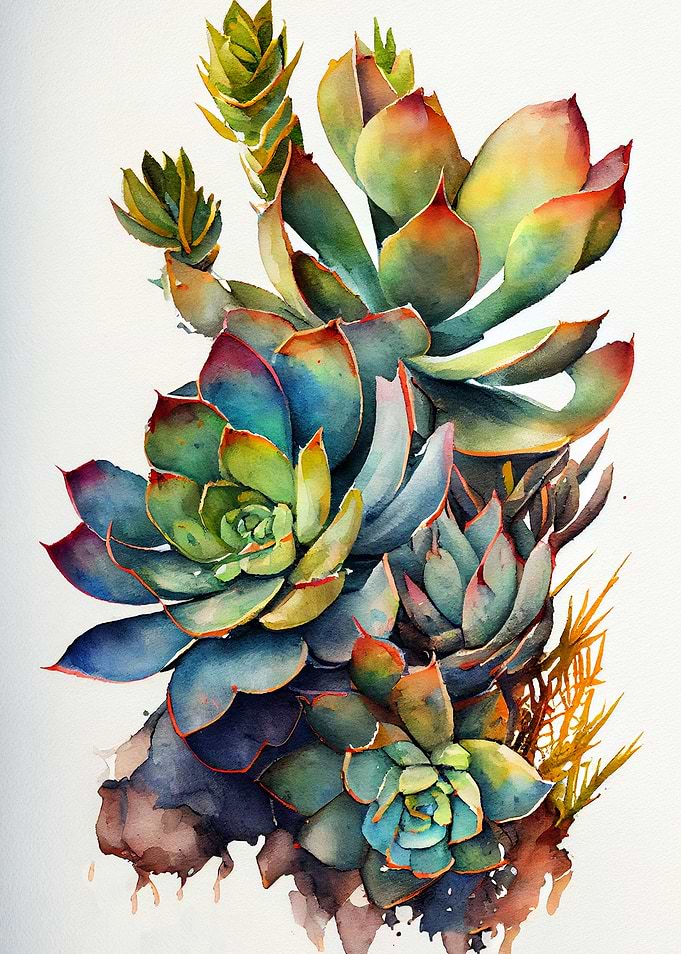 Succulents watercolor art
