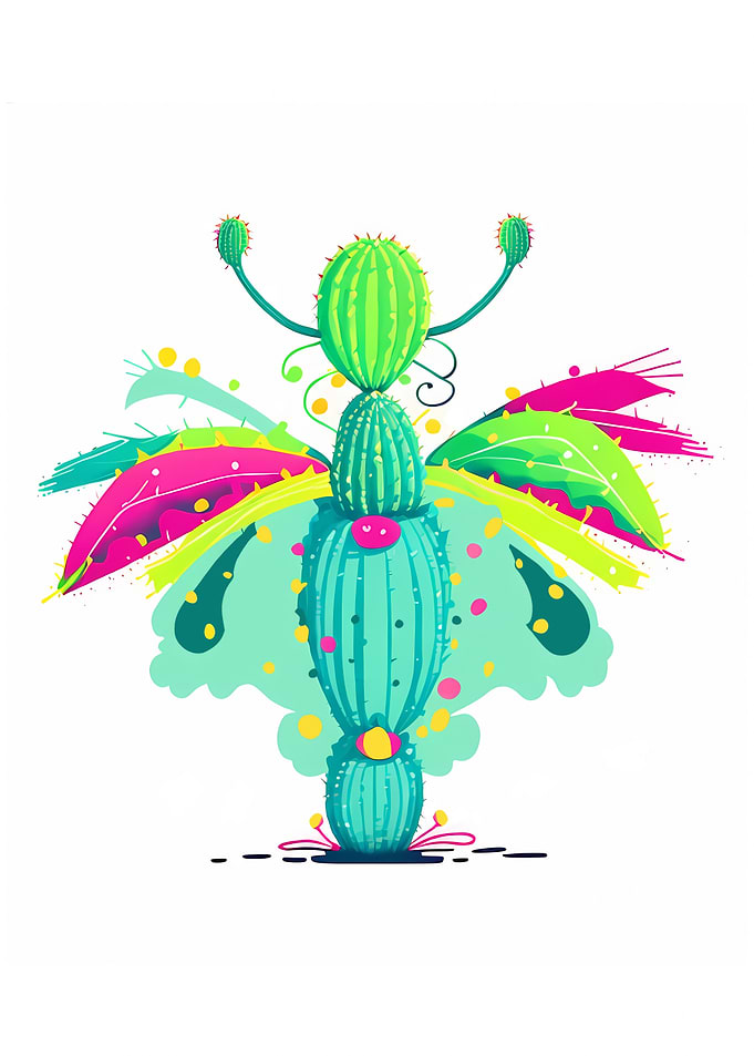 Cactus god doodle illustra