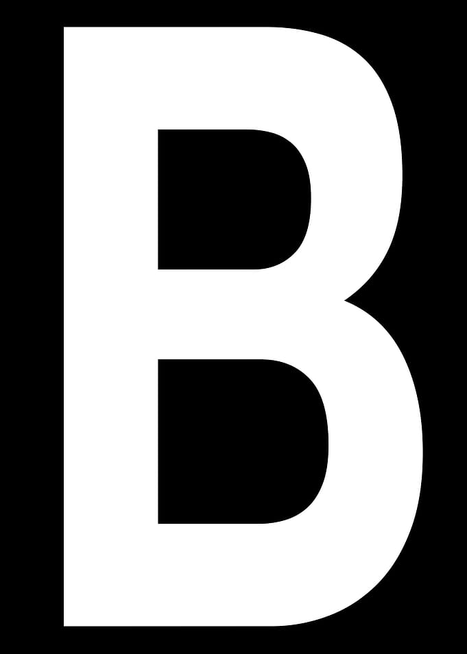 Letter B in white