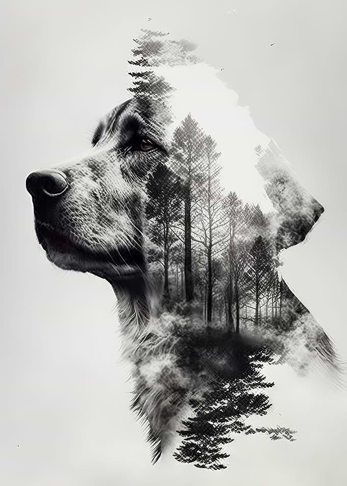 wolf double exposure