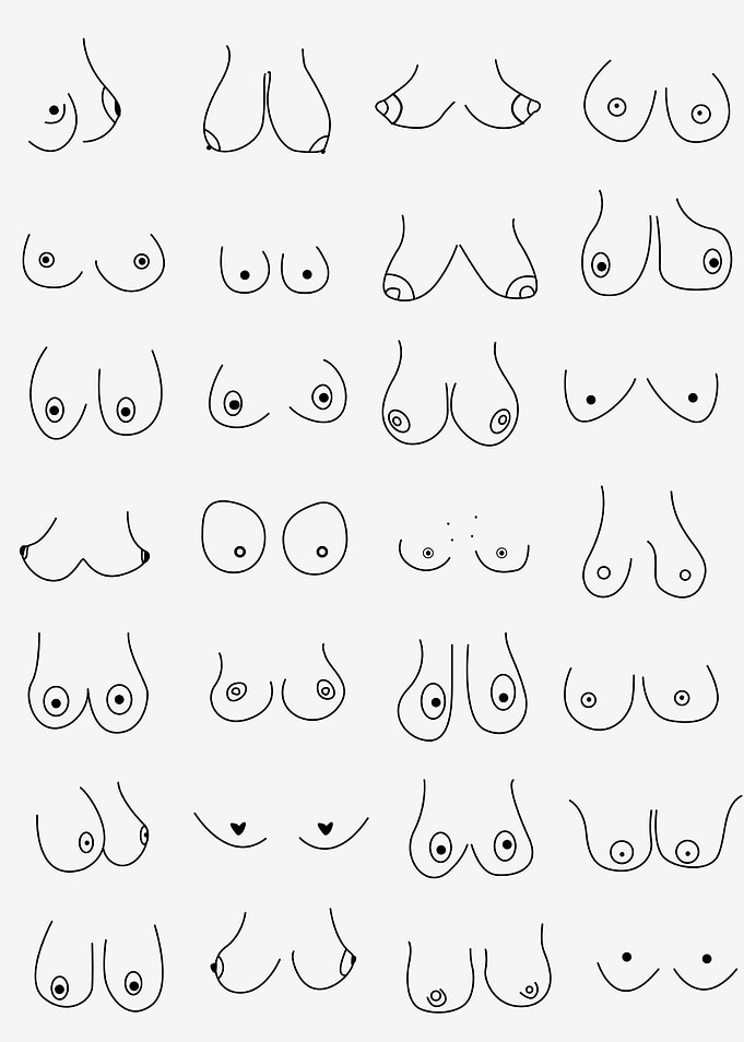 Funny boob bathroom print