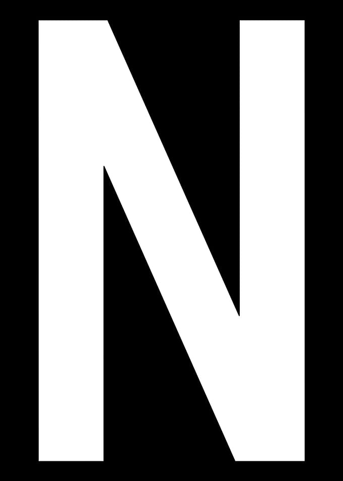 Letter N in white