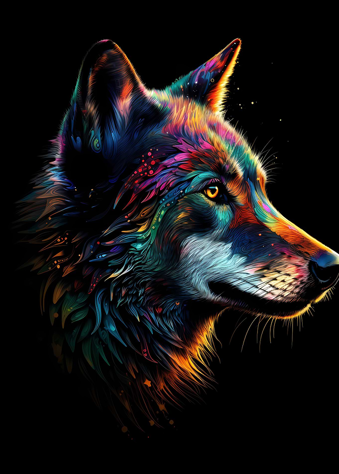 Colorful Wolf Portrait