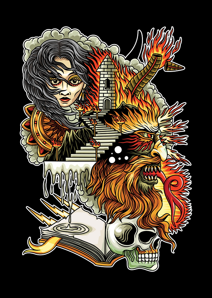 Women Demon Stairs Tattoo