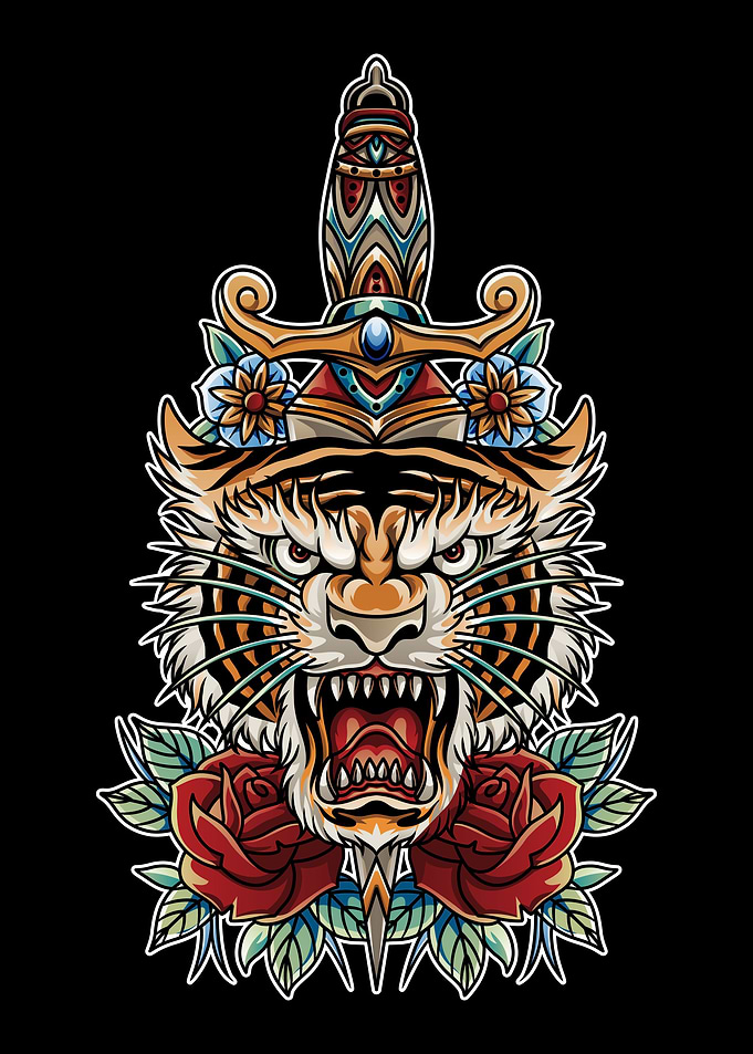 Dagger Tiger Tattoo