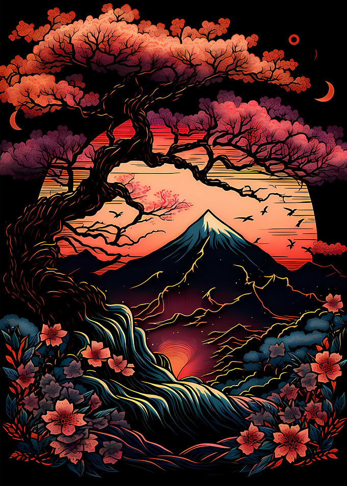 Japan Neon Cherry Blossom