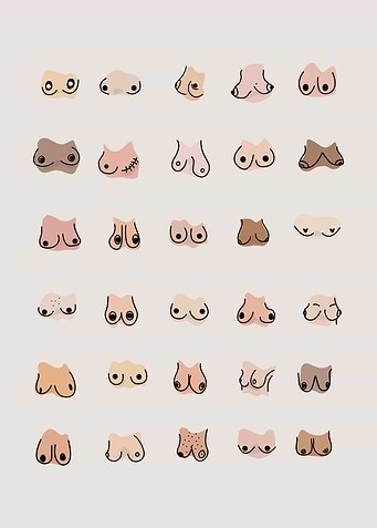 Funny boob bathroom print