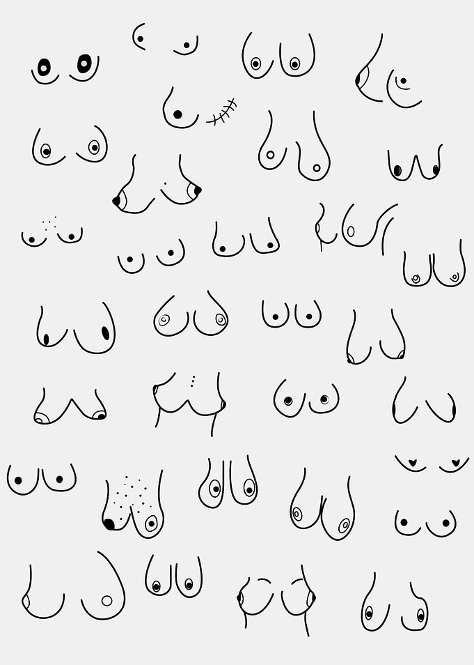 Funny boob bathroom print