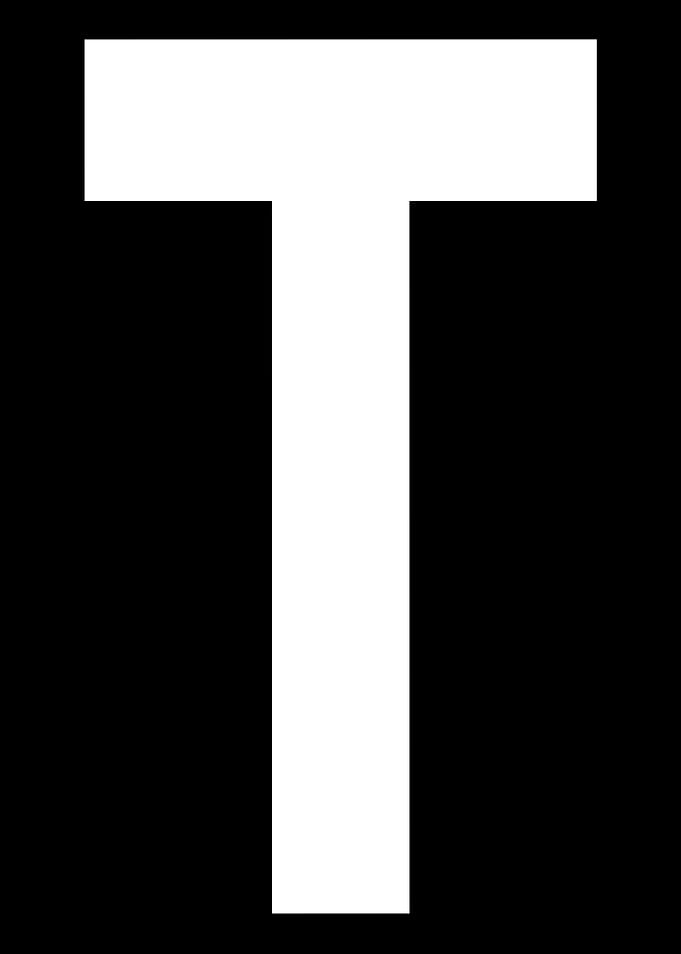 Letter T in white