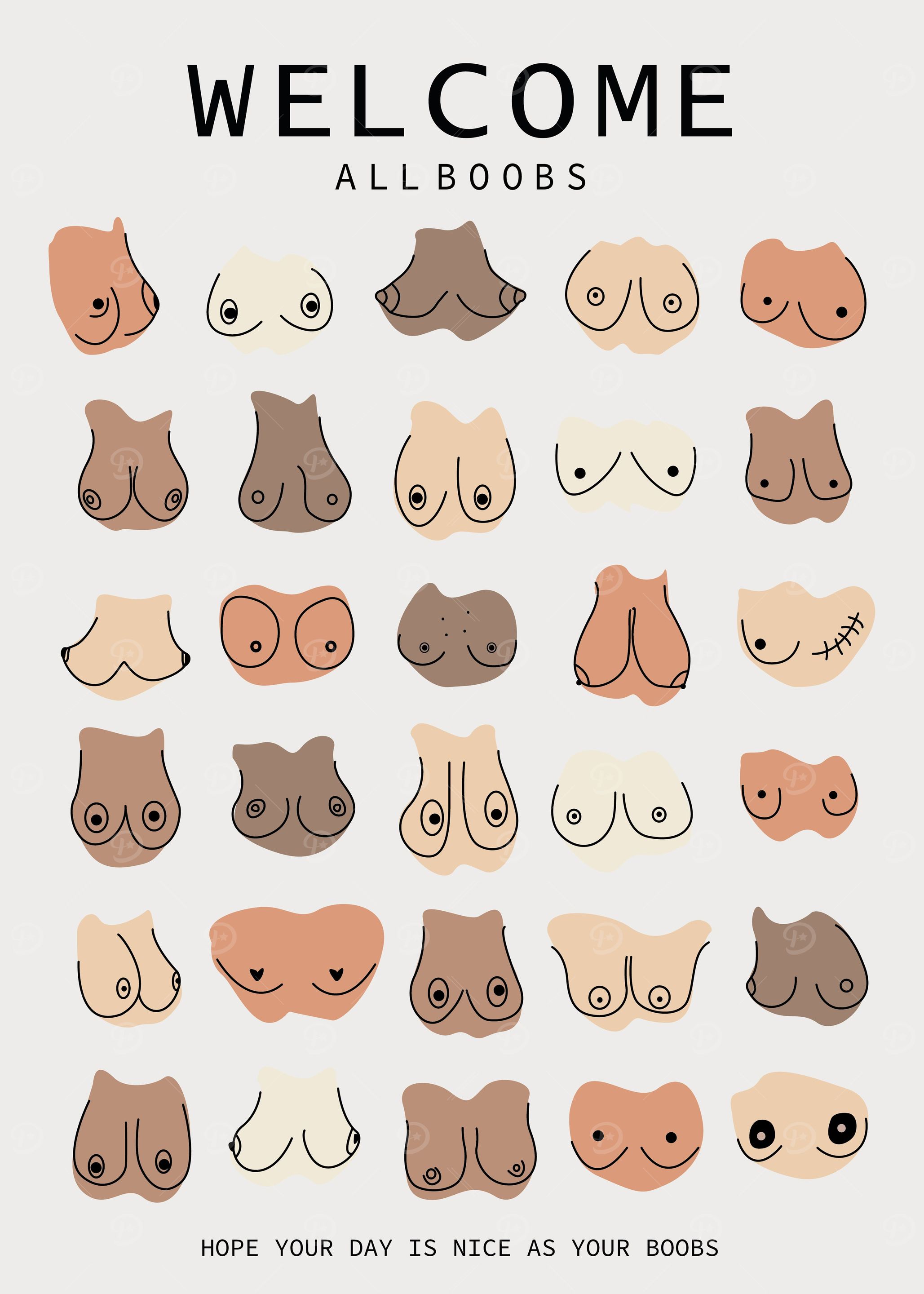 Funny boob bathroom print