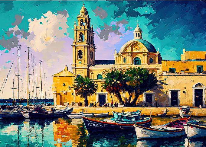 cities malta oil painting