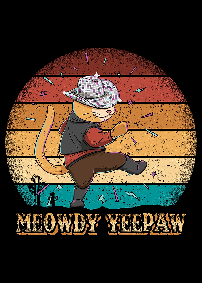 Cat with Disco Cowboy Hat