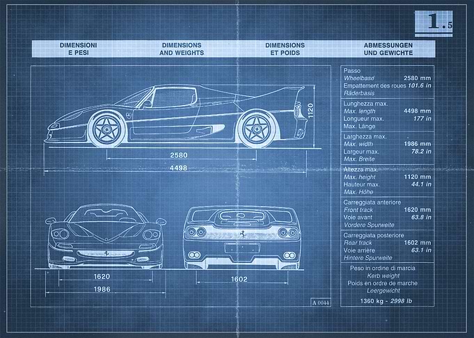 Ferrari F50 Dimensions