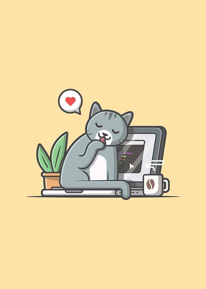 Cat With Laptop Cartoon
