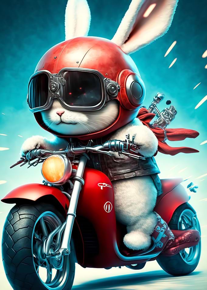 Cute Bunny Riding a bike